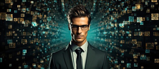 Business professional in data handling concept