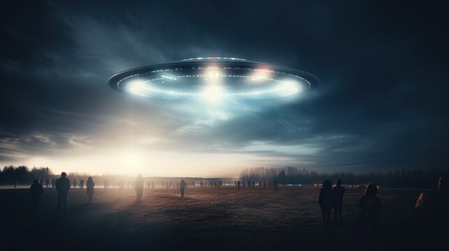 Ufo with people motion blur view long exposure 