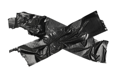 Black reinforced adhesive repair tape isolated on white, top view
