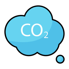 Carbon Dioxide Colored Outline Icon