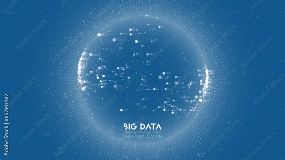 Poster Big data visualization. Futuristic infographic. Information aesthetic design. Visual data complexity. Complex data threads graphic visualization. Abstract data graph.