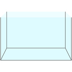 glass aquarium tank, transparent clear fishtank with black dresses graphic illustrations 
