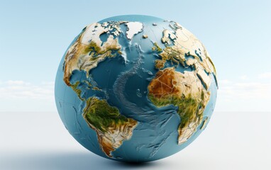 3d earth model on white background