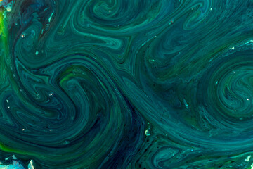 Acrylic texture with marble pattern, blue marbling background