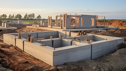 construction of the foundation of new house.
