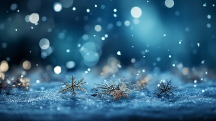 Fototapeta na wymiar Beautiful super wide background image of light snowfall falling on snowdrifts