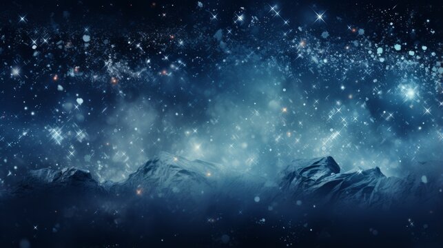 Beautiful super wide background image of light snowfall falling on snowdrifts