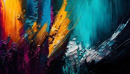 Vibrant brush marks form an abstract texture full of vibrancy and expression.