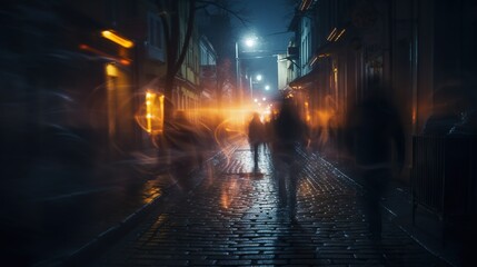 Searching for a missing person in the night street  