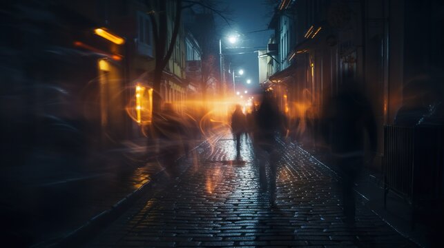 Searching for a missing person in the night street  