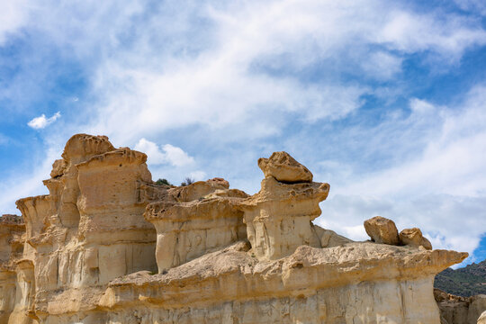 Rocky mountain ridge with rough rocks in desert