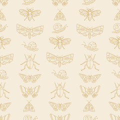 Boho Bugs Seamless Pattern