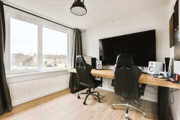 Home office with furniture and computer