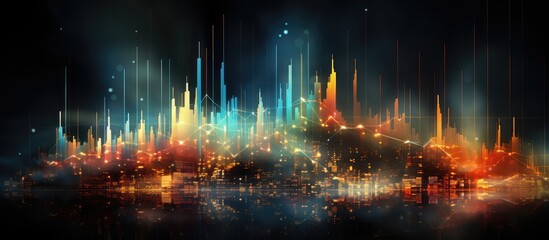 Fototapeta premium Digital illustration of an abstract financial background featuring stock market graph