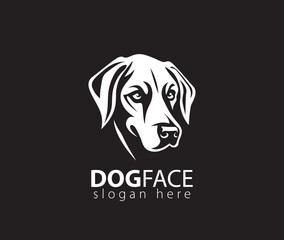 Vector of a dog head on white background, Pet stock illustration logo