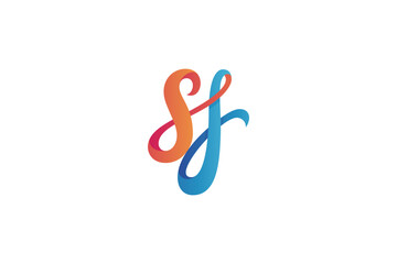 SJ logo with 3d design in blue and orange color gradient