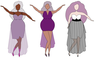 Beautiful curvy women dancing