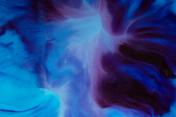 Acrylic texture with marble pattern, blue marbling background