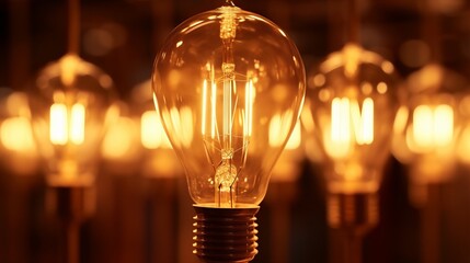 A bunch of light bulbs hanging from a ceiling