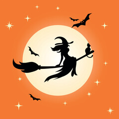 halloween background with witch