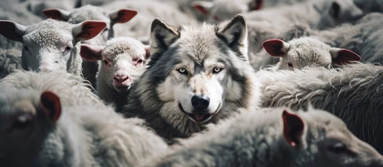 Tuinposter Deceptive wolf in sheep s clothing © AkuAku