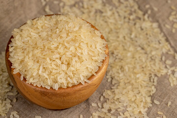 a large amount of uncooked fresh polished rice