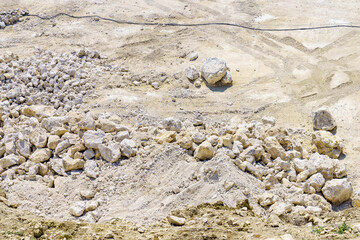 Stone quarry. Background with selective focus and copy space