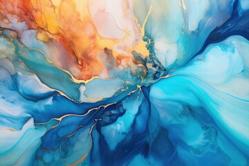 Abstract fluid art painting in alcohol ink technique - HD Wallpaper