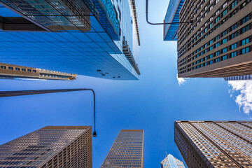 Chicago buildings in a sunny day. Architectural view of the city, urban scene.