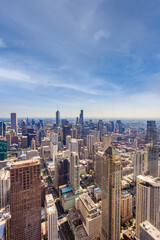 Chicago aerial photography view of buildings in a sunny day. Architectural view of the city, urban...