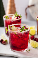 Cranberry lime margarita, festive winter cocktail idea