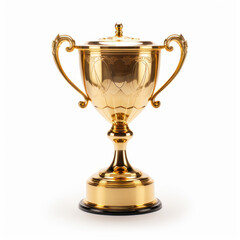 Fototapeta na wymiar Golden prize cup on white background. 