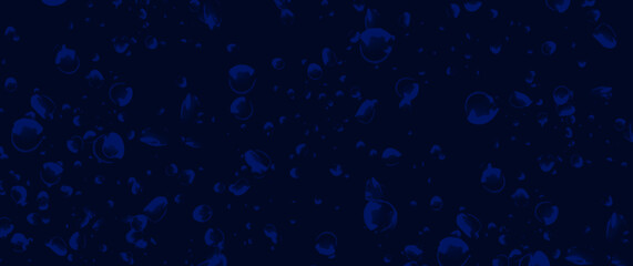 Dark blue water splashes texture art vector background cover design, poster, cover, banner, flyer, cards. Grunge liquid backdrop. Close up macro details. Drops.