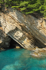 Cave in the sea in Montenegro 