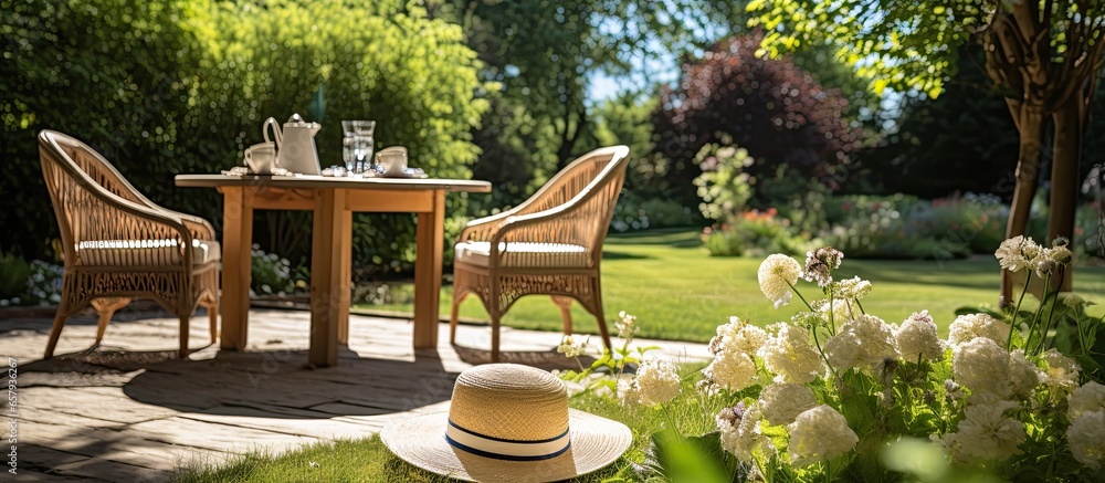 Sticker Outdoor space with furniture and hat