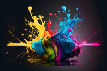creative full color splash background 3d water color paint 