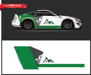 Car wrap design vector. Graphic abstract stripe racing background designs for Vehicle