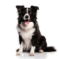 Border Collie isolated with white background. Generative ai. 