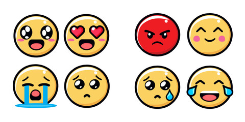 Internet cute and different emojis -  Emoticon - obrazy, fototapety, plakaty