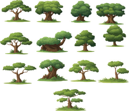 Excellent and lovely trees for tale book vector set
