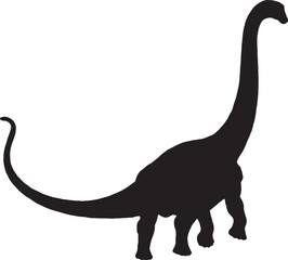 Brontosaurus black silhouette isolated background