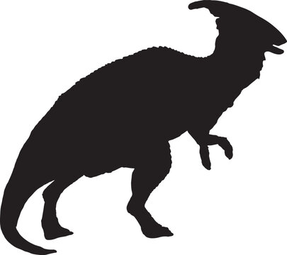 black parasaurolophus silhouette on white background clip art preview
