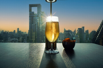 Beer and snacks with a stunning view of Bangkok