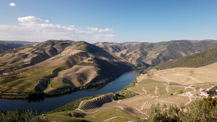 View of the terraced vineyards in the Douro Valley