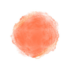 和柄飾り枠の水彩の丸いフレーム　朱色