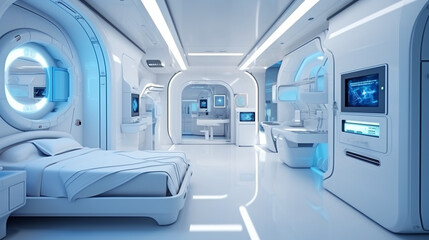photorealistic detailed futuristic interior design, cute colored room, with generative ai