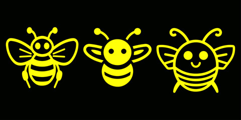 set of bees silhouettes