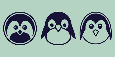 Set of  Penguin Logo Elements, Silhouette