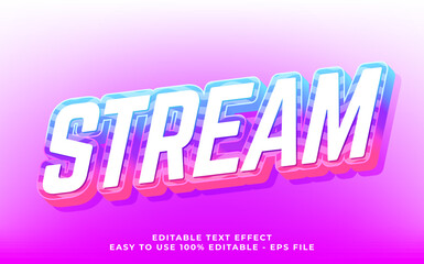 Stream text effect editable video cover and banner text style, 3d typography template