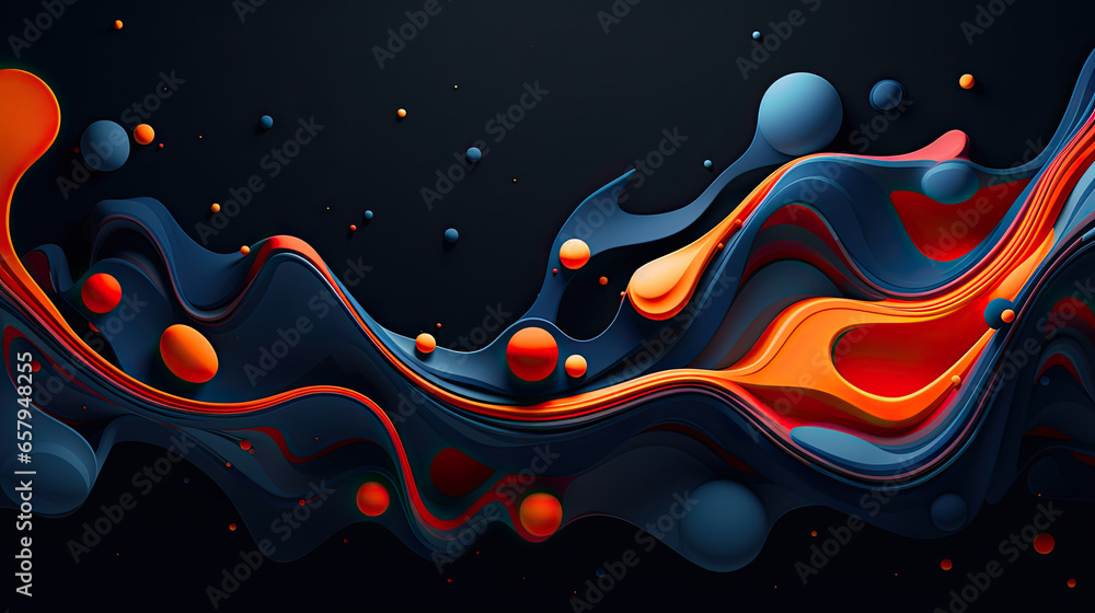 Wall mural abstract background, abstract 3d painting with color bubble swirls, in the style of voxel art, dark 